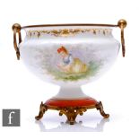 A 19th Century Bohemian opal glass bowl in the manner of Josef Ahne, the footed shouldered ovoid