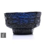 A Swedish Ruda Glasbrum cobalt series glass bowl designed by Gute Augustsson, circa 1960, with a