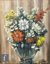 J. SOMERS (CONTEMPORARY) - Flowers in a glass vase, oil on canvas, signed, framed, 51cm x 40cm,