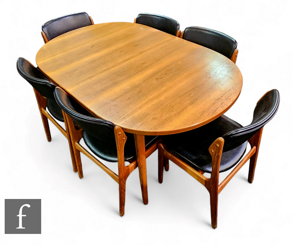A set of six Danish teak mid century chairs by Erik Buch for OD Møbler, Model 49, together with a
