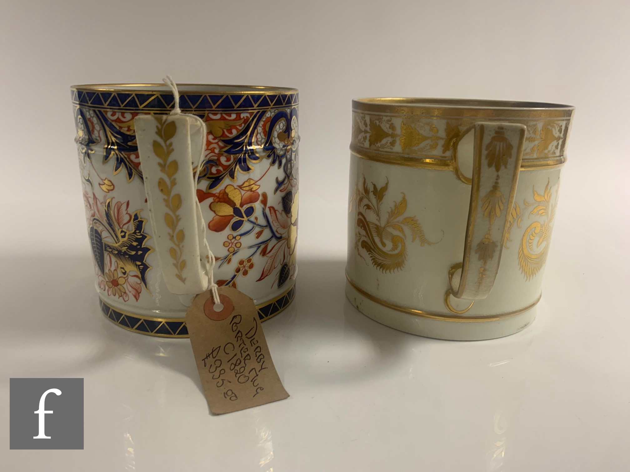 A collection of English porcelain and ironstone mugs, factories to include Derby, including two frog - Image 2 of 11