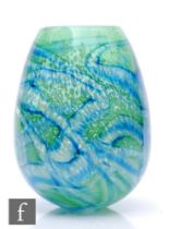 A contemporary OurGlass studio glass vase, of ovoid form internally decorated with mottled opal
