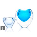 A 20th Century Holmegaard glass vase from the Akva series, of heart shaped form, all in an ice