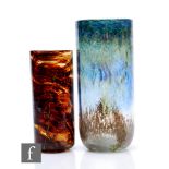 A 20th Century Michael Harris for Isle of Wight studio glass vase, of cylinder form, decorated