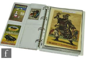 An album containing Edwardian cards advertising Cocoa Bensdorp, Sunlight soap and Thorley's food,