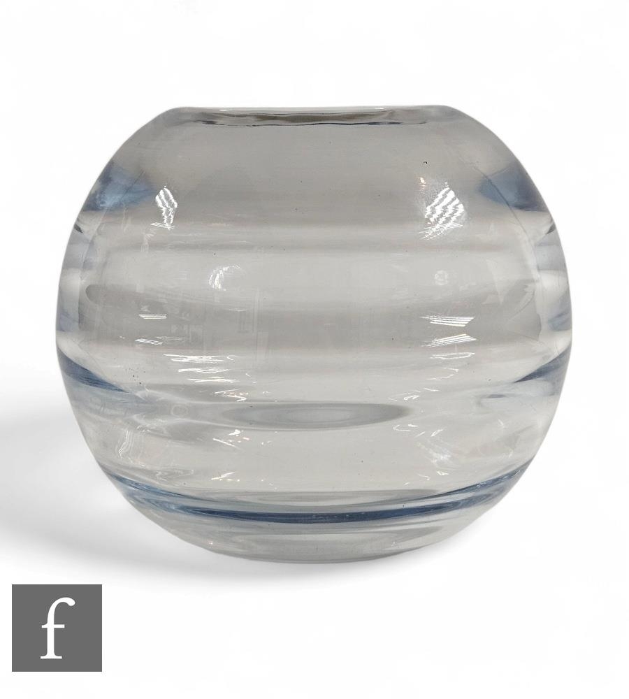 A mid 20th Century Orrefors optic range glass vase by Edward Hald, of globular form internally