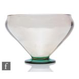 A large 20th Century footed glass bowl, attributed to Strombergshyttan, the high shouldered bowl