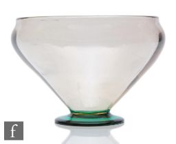 A large 20th Century footed glass bowl, attributed to Strombergshyttan, the high shouldered bowl