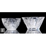 A 1930s to 1940s Stevens & Williams (Royal Brierley) clear cut crystal glass bowl of conical form