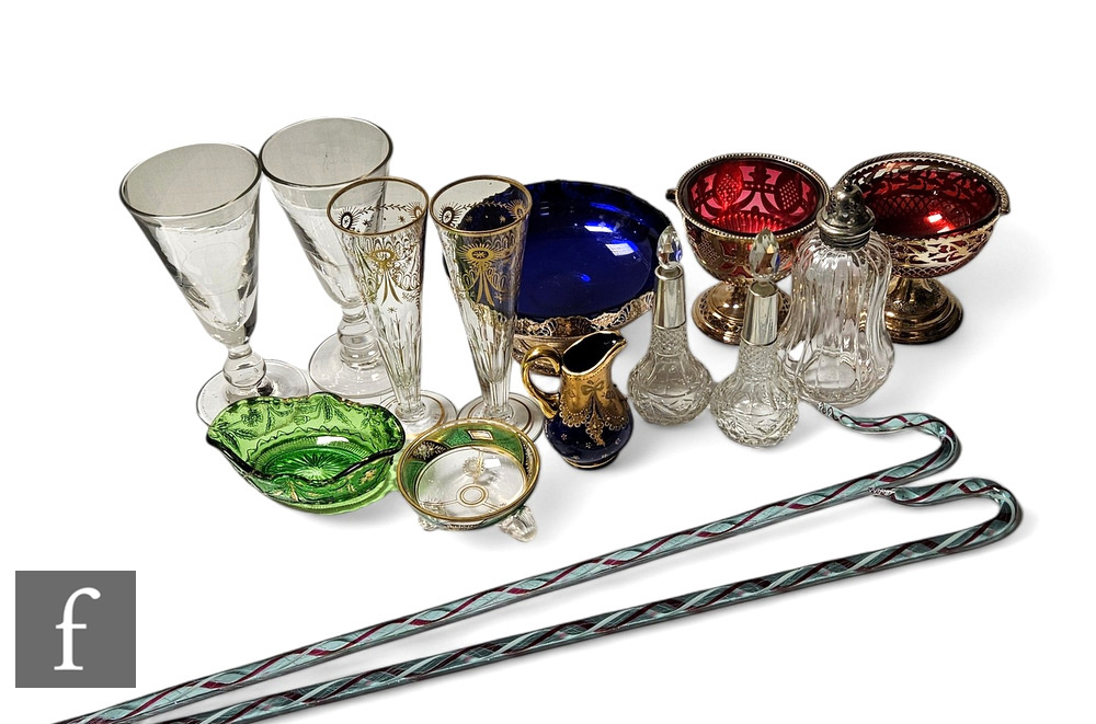 A collection of assorted late 19th and early 20th Century glass wares, to include two Edwardian