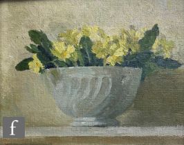 PAMELA KAY, RWS, RBA, NEAC (BORN 1939) - Primroses in a vase, oil on board, signed with initials,