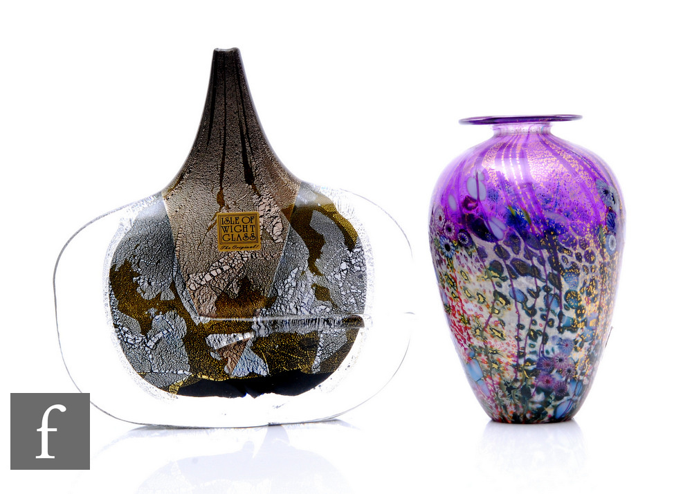 A contemporary Jonathan Harris for Isle of Wight studio glass small Black Azurene fish vase,