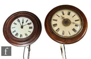 A late 19th Century postman's alarm clock, weight driven movement with replaced pendulum, and a