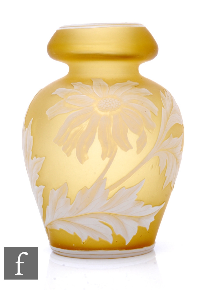 A late 19th Century Stourbridge cameo glass vase, probably Stevens & Williams, of shouldered ovoid