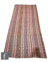 A Turkish Maras Kilim rug, circa 1940/50, comprising a series of vertical bands with geometric