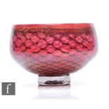 A contemporary Allister Malcom studio glass bowl of compressed ovoid form, in the Mermaid pattern,