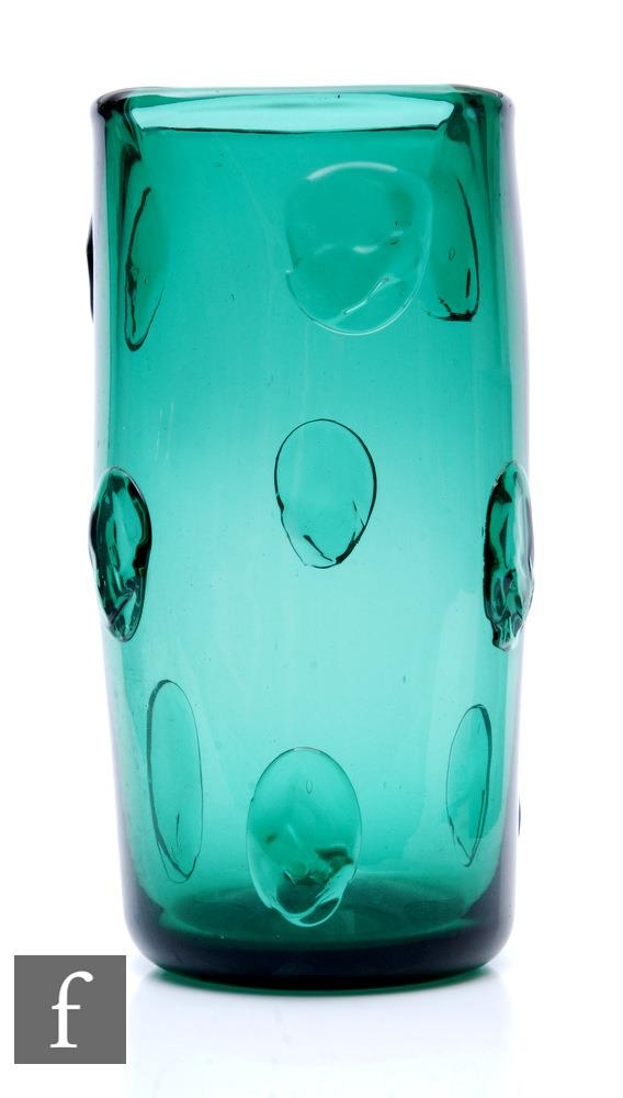 A mid 20th Century Italian Murano glass vase circa 1950s, the rounded square sleeve form vase