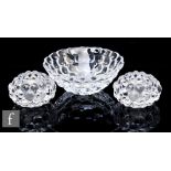 A later 20th Century Orrefors clear crystal Raspberry glass bowl by Anne Nilsson, of circular