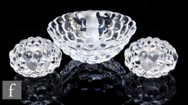 A later 20th Century Orrefors clear crystal Raspberry glass bowl by Anne Nilsson, of circular