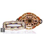 A Royal Crown Derby Imari 1128 pattern scalloped dish, height 6cm, length 19cm, together with a