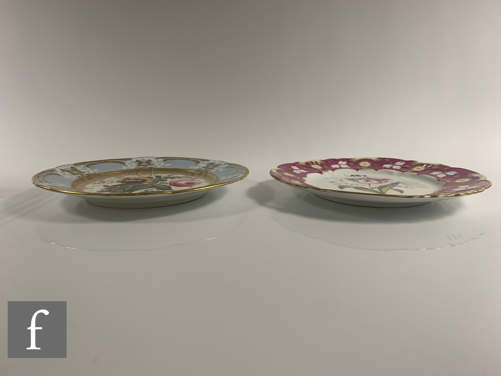 A collection of 19th Century English porcelain cabinet plates, all with varying botanical scenes, - Image 4 of 7