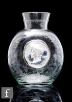 A late 19th Century clear crystal carafe, possibly Thomas Webb, circa 1887, of ovoid form with