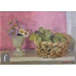 PAMELA KAY, RWS, RBA, NEAC (BORN 1939) - Grapes in a wicker basket', oil on canvas, signed,