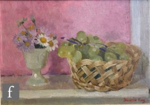 PAMELA KAY, RWS, RBA, NEAC (BORN 1939) - Grapes in a wicker basket', oil on canvas, signed,