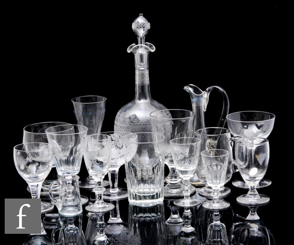 A quantity of assorted late 19th and early 20th Century clear crystal glass ware, of various forms