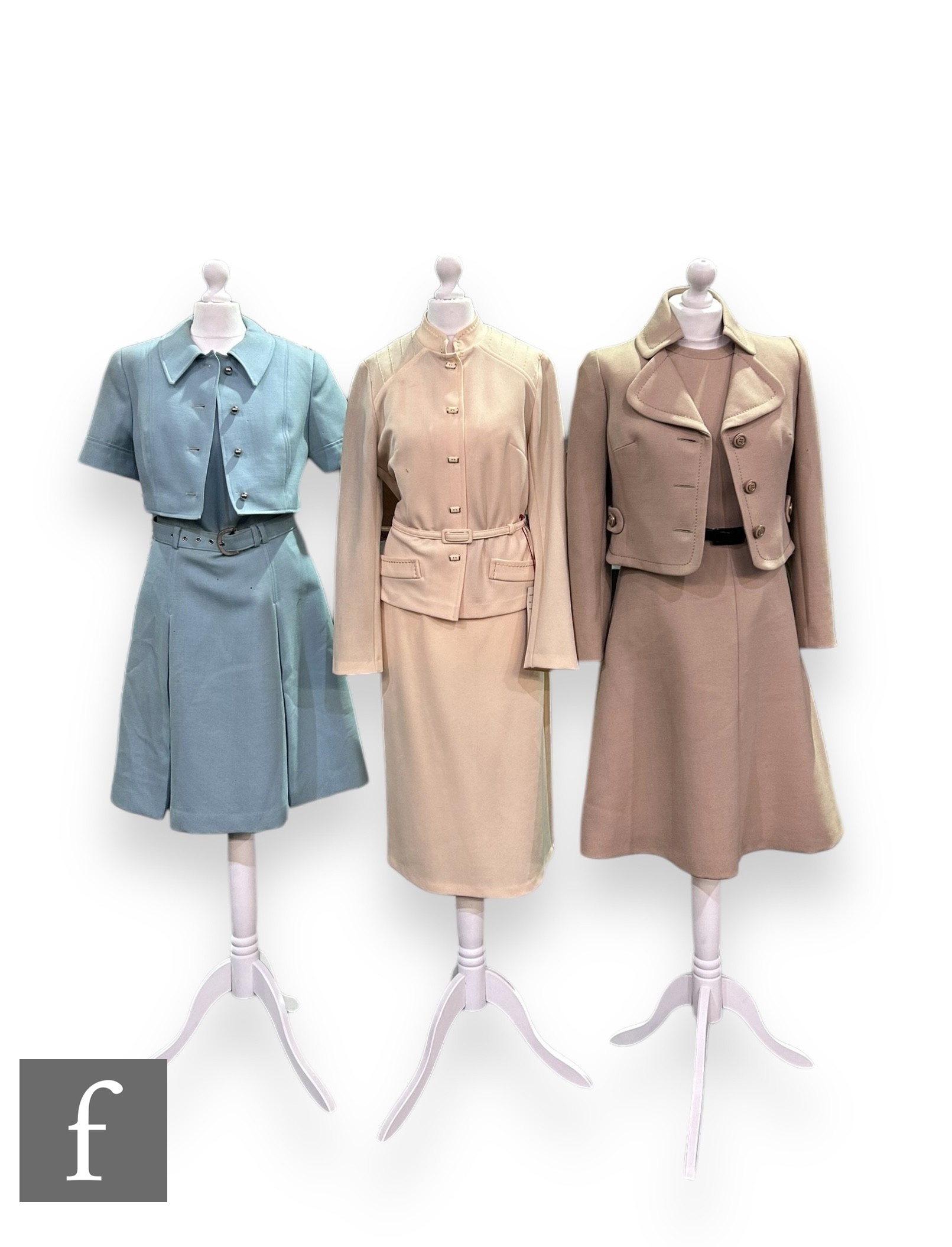 Three 1960s vintage two piece suits, comprising Jakki Jersey Wear fitted jacket with high collar,