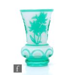 A 20th Century Czech cameo glass vase, the compressed low shoulder below a flared upper body,