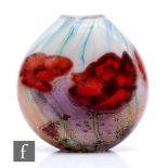 A contemporary Jonathan Harris studio graal glass vase in the Poppy Shard pattern, internally