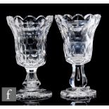 A late Regency clear crystal glass vase, of flared form with scallop rim, decorated with bands of