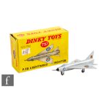 A Dinky 737 P1B Lightning Fighter silver, black nose, roundels on wings, boxed.