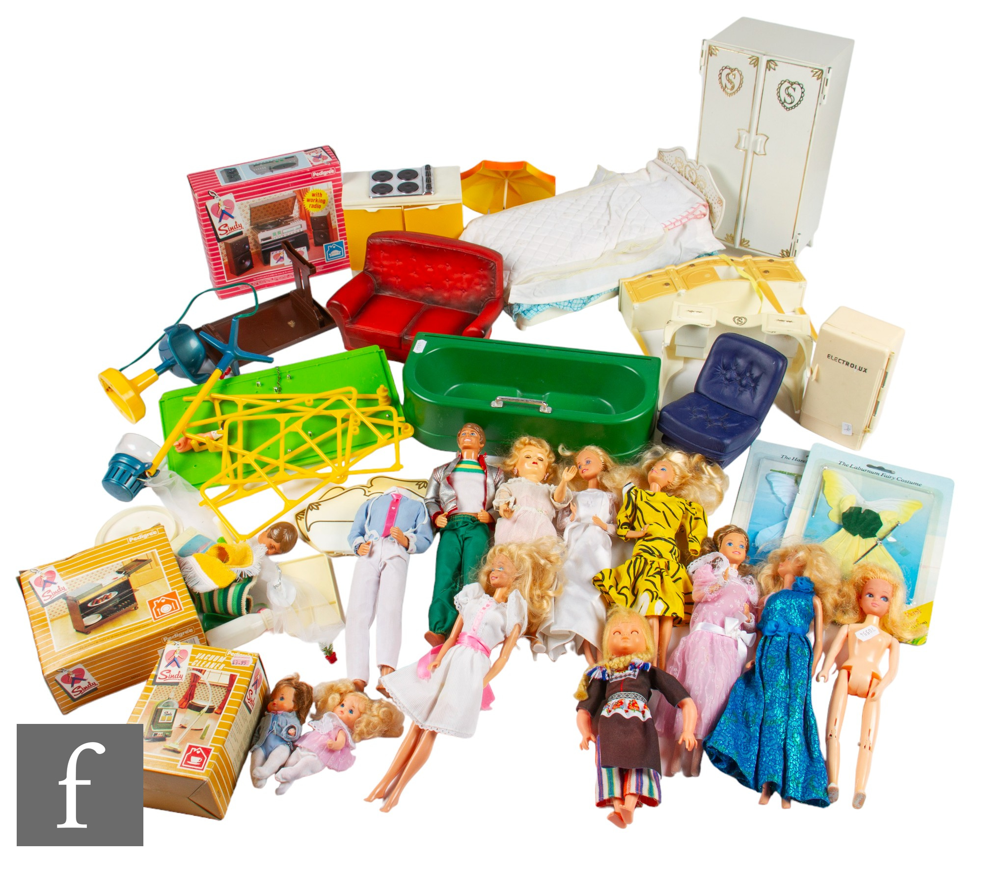 A collection of assorted fashion dolls, mainly Mattel Barbie, with a selection of furniture and