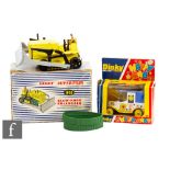 Two Dinky Toys diecast models, 961 Blaw-Knox Bulldozer and 120 Happy Cab, both boxed. (2)