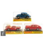 A collection of Dinky diecast model cars, comprising 163 Volkswagen 1600 TL Fastback in red with