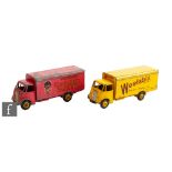 Two Dinky diecast models, 514 Guy Van 'Weetabix' in yellow including ridged hubs, and 919 Guy Van '