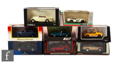 Eight assorted 1:43 scale diecast models, to include Kyosho Toyota AA Sedan and Lamborghini Jota