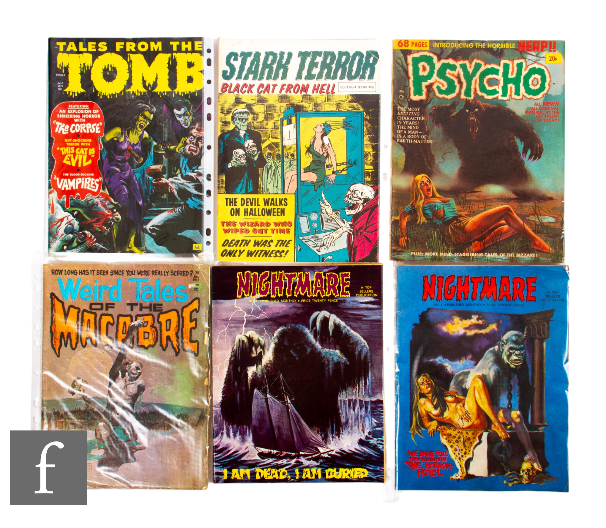 A collection of 1970s horror comics, to include Eerie Publications Tales from the Tomb #3, Stanley