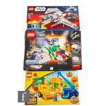 Three Lego sets, 8096 Star Wars Emperor Palpatine's Shuttle, 3297 Duplo Bob the Builder, and 1032671
