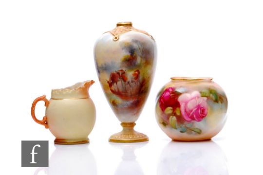 A collection of Royal Worcester porcelain, to include a cattle painted vase by Harry Stinton, only