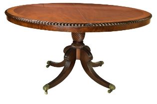 A fine quality William IV mahogany circular Table, the figured top with rosewood crossbanding and