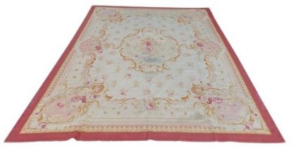 An Aubusson type cream ground floral ground Tapestry Carpet or Wall Hanging, (worn), approx.