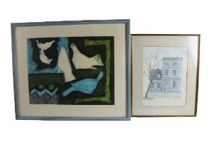 Jean Cecil (b. 1929) "Pigeons" colorgraph Limited Edition 1 / 4 Signed by artist; together with an