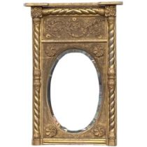 A 19th Century Irish gilt Pier Mirror, with inverted breakfront cornice above a leaf moulded