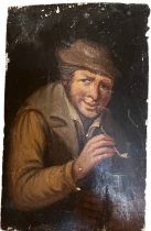 After David Teniers 'Interior Inn Scene with Figure smoking Clay Pipe,' O.O.P., unframed, approx.