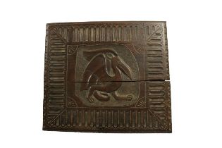 A 19th Century Welsh oak lift top carved Bible Box, with geometric design and central dragon figure,