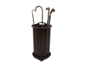 A demi lune mahogany Stick & Umbrella Stand, with tambour front, approx. 71cms (28") high, with