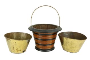 A 19th Century Dutch 'Tesstoof' Bucket of coopered construction with moulded staves of walnut and